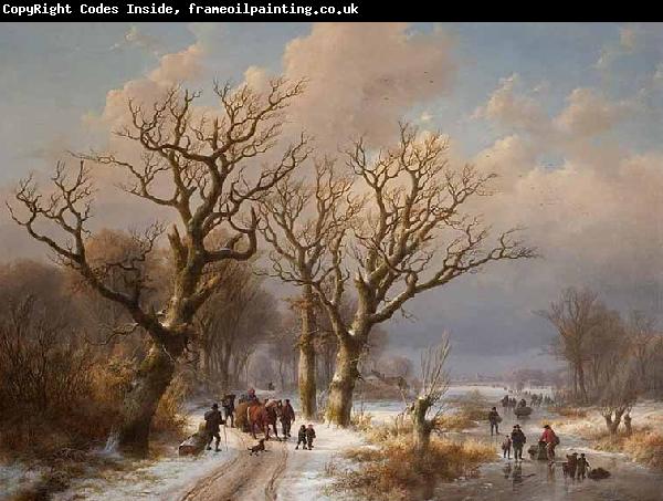 Eugene Verboeckhoven Winter Landscape with Horse